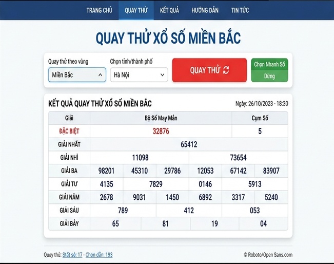 Hướng dẫn quay thử xổ số miền Bắc